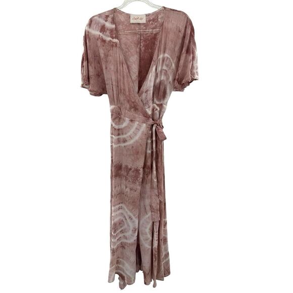 Brandi Land‎ Women's Tie-Dye T-Shirt Maxi Wrap Dress Casual Beachy Vacation Med - Picture 1 of 10